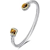 UNY Jewel Bracelet Designer Brand Inspired Women Jewelry 4.5mm Thin Twisted Cable Wire Bangle Gem Stone Christmas Day Gift