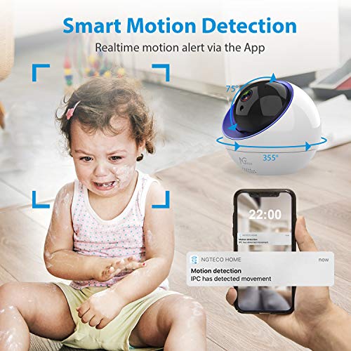 Indoor Security Camera, NGTeco Wireless Cameras for Home Security - 1080P WiFi Space Ball Cam IP Monitor for Baby/Pet/Nanny with Motion Detection, 2-Way Audio, Night Vision, Cloud /SD Storage