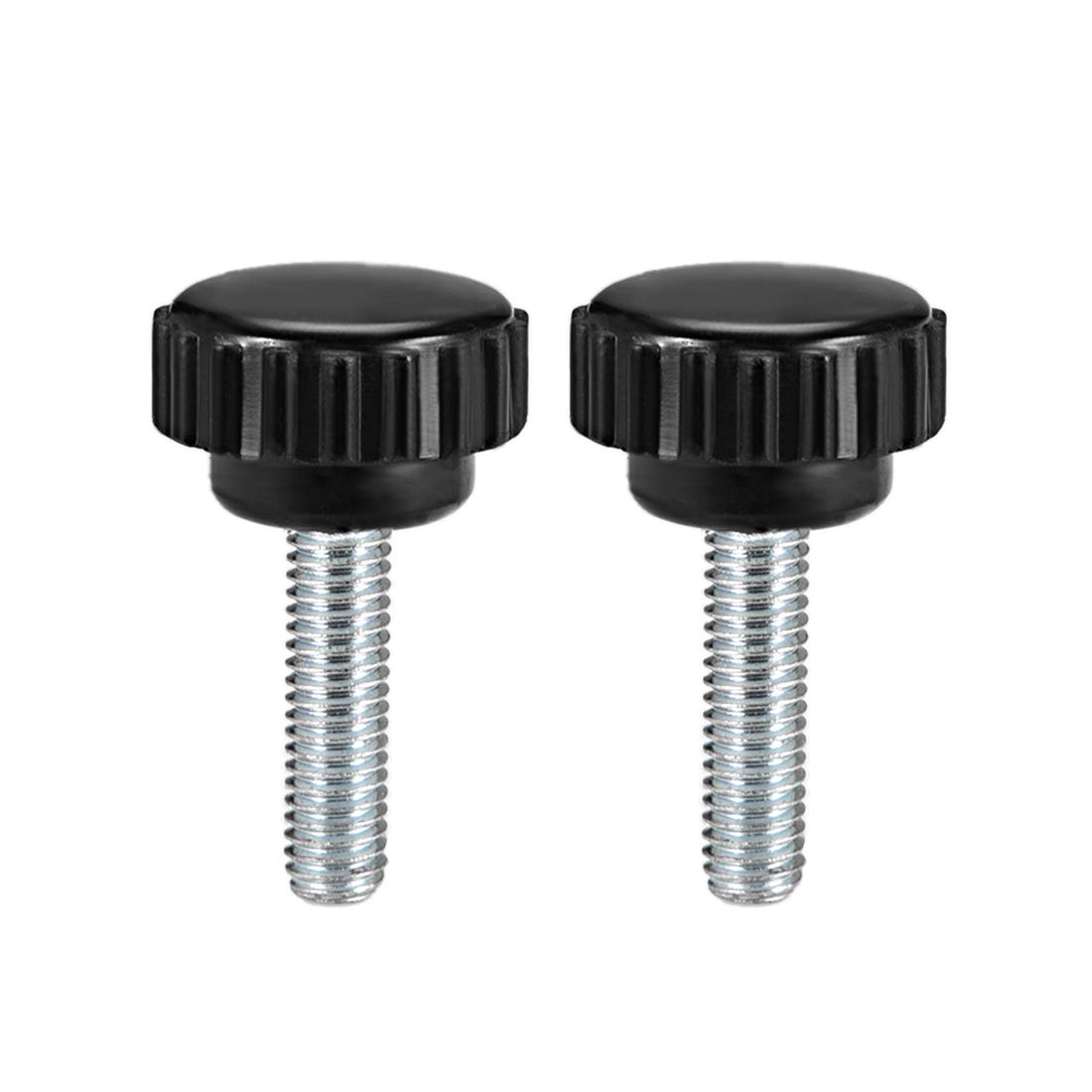 sourcing map M6 x 20mm Metric Male Thread Knurled Clamping Knobs Grip Thumb Screw on Type Hand Clamping Handle Bolt with Plastic Knobs Black 2 Pcs