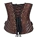 Shaperdiva Women's Steampunk Underbust Corset Waist Cincher Gothic Bustier Top (XXL/Waist:33-35inch US Size:13-15, Brown)