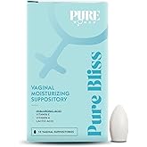 PURE WOMAN - Pure Bliss - Vaginal Moisturizing Suppositories - Hyaluronic Acid, Vitamin E, Vitamin A, Lactic Acid - Supports Vaginal Moisturization - Long Lasting Comfort & Sensitivity Relief - 10 Pk