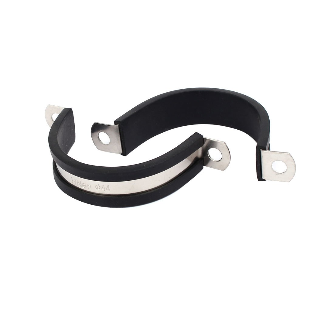 Sourcingmap 44mm Dia EPDM Rubber Lined U Shaped Pipe Tube Wire Clamps Clips 2pcs