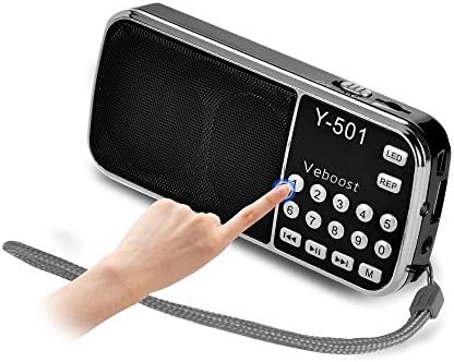 Veboost Portable Mini Speaker MP3 Player with FM Radio Micro SD/TF Card Slot USB Disk FM Radio Y501 Black