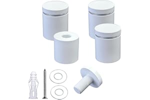 BESTANDOFF Pack of 4, Aluminum Standoff Screws, Wall Sign Standoff Mounting Hardware Advertising Glass Standoff Nail for Hanging Acrylic Picture Frame (White, 1" x 1")