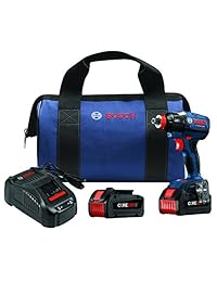 Bosch IDH182-B24 18 V EC sin escobillas 1 4" y 1 2" Kit de controlador de impacto listo para enchufes con (2) baterías CORE18V, azul
