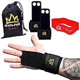 Leather Gymnastics Grips with Wide Wrist Wraps & Resistance Bands Set | Crossfit Grips | Wodies | Crossfit Gloves For Men & Women