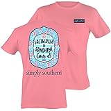 Simply Southern Women's Preppy Sunshine Party Pink Tee (Large)