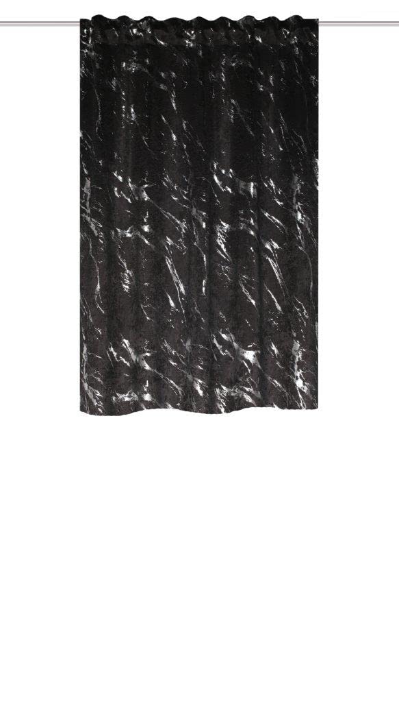 HOME WOHNIDEEN Force Silver Printed Marble Blackout Curtain - Combination Band - Size: (145 x 140 cm) 85153