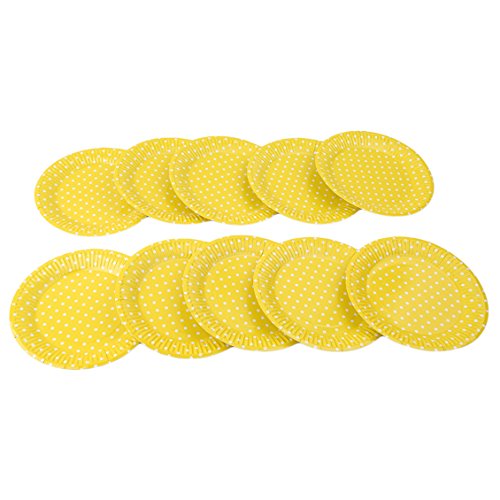 Dolland Yellow Polka Dots Paper Plates Disposable Party Supplies Set Decorative Tableware For Birthday Parties,Yellow