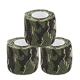 Uning Self-adhesive Protective Camouflage Tape Wrap 5CM x 4.5M Tactical Camo Form Multi-functional Non-woven Fabric Stealth Tape Stretch Bandage for Outdoor Military Hunting (Pack of 3)