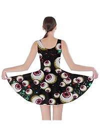 Vestido CowCow, para dama, color naranja, de Halloween, con murciélagos voladores, estilo skater.