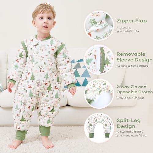 Looxii Baby Sleep Sack with Feet 1824 2436 Months 3 TOG Cotton Quilted Winter Baby Wearable