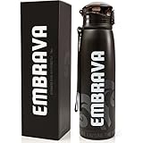 Stainless Steel Water Bottle by Embrava - 18 Ounce - BPA Free - Sweat & Leak Proof w/ One-Click Swing Top Lid - Double Walled and Insulated - Made for Ice Cold Drinks