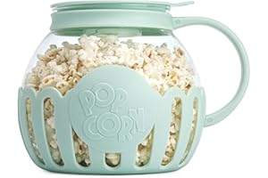 Wooswen Microwave Popcorn Popper with Temperature High-Heat Glass, Lid Designed to Measure Kernels& Melt Butter, Dishwasher S
