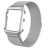 Apple Watch Band, Rerii Magnetic Closure, Milanese Loop, Mesh Stainless Steel, Replacement Wrist Band with Metal Protective Case for Apple Watch Series 3 / 2 / 1, Sport & Edition 42mm
