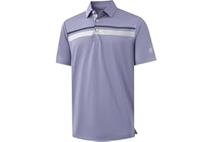 M MAELREG Golf Shirts for Men Short Sleeve Regular Fit Moisture Wicking Performance Casual Striped Print Mens Polo Shirts