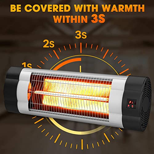 Outdoor Electric Heater, Infrared Wall Mounted Heater for Outdoor/ Indoor Use, 1500W Ceiling