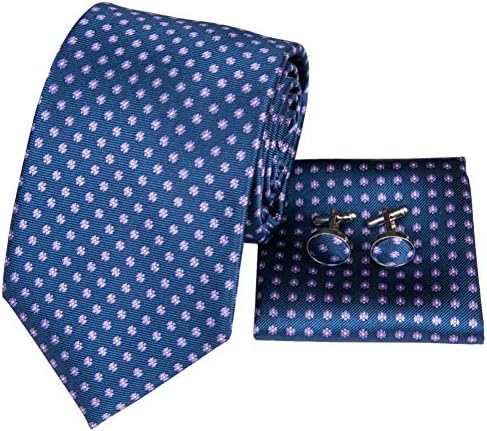 LLTYTE Classical Purple Dot Navy Blue Silk Men Necktie Gift Set Necktie Gift Set Men Necktie Set Necktie Sets Product Suitable for formal occasions Business gatherings