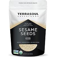 Terrasoul Superfoods Organic Hulled Sesame Seeds, 2 Lbs - Perfect for Tahini | Gluten-free | Raw