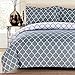 Lux Decor Collection Duvet Cover - 3 Pc Queen Duvet Cover Set - Soft Microfiber Zipper Closure Bedding - Comforter Cover with Matching Pillow Shams (Full/Queen, Grey/White)