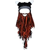 Creative Barbarian Knit Beard Hat Funny Knit Cap Wig Beanie Hats for Men Women
