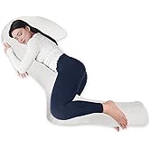 EKEPE Body Pillow with Cover, 68 Inches Memory Foam Full Body Pillow for Side Sleeper, Long Pregnancy Pillow with Contour Support for Back, Knee, Leg Relief - Medium White