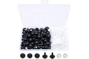 ARTCXC 50Pcs 15mm Black Solid Plastic Safety Eyes Craft Eyes with Washers for Doll, Puppet, Plush Animal DIY Making