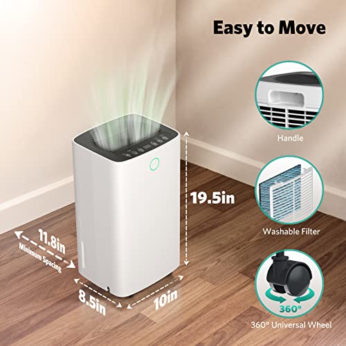 FREE VILLAGE Dehumidifier, 24 Pints Dehumidifier for Home Space Up to 1500 Sq. Ft, with Drain Hose, Auto Drainage, 0.53Gal Water Tank, 12 Hr Timer, Washable Filter, Dehumidifier for Basement, Bathroom