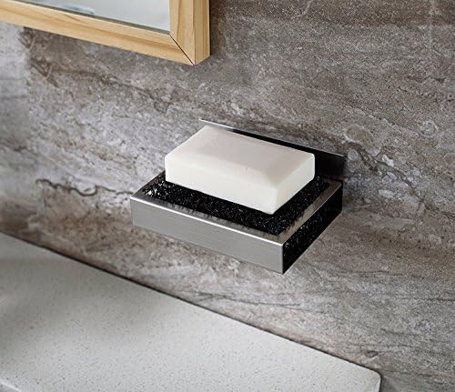 Bathroom Soap Saver Dish Holder Wall Mount,Soap Dish 3M Self Adhesive Stainless Steel Soap Sponge Holder for Bath Bathroom Kitchen