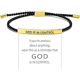 Decixde God Is In Control Bracelet for Women Christian Faith Bracelet Adjustable Handmade Braided Stainless Steel Tube Engraving Inspirational Bracelets Jewelry Gift