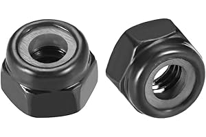 uxcell Hex Lock Nuts - M4 x 0.7mm Carbon Steel Nylon Insert Self-Locking Nuts for Fasteners, 50Pcs Black