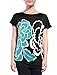 Allegra K Women Batwing Sleeves Flower Loose Tunic Top M Turquoise