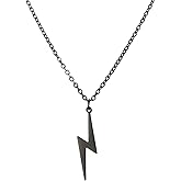 Lightning Bolt Necklace for Women Men Stainless Steel Simple Street Punk Lightning Bolt Pendant Necklace Jewelry Inspirational Gift for Unisex