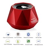Bluetooth Speakers, beegod Mini Diamond Bluetooth Wireless Stereo Speaker with Mic For Phone and AUX Line In (Red)