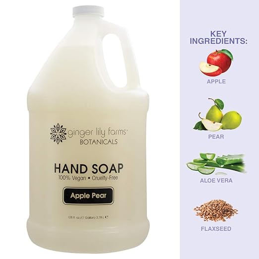 Amazon Com Ginger Lily Farms Botanicals All Purpose Liquid Hand Soap Refill 100 Vegan Cruelty Free Pear Scent 1 Gallon Apple 128 Fl Oz Bath Soaps Beauty