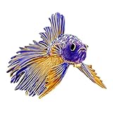 Purple Crowntail Betta Fish Trinket Box With Swarovski Crystal