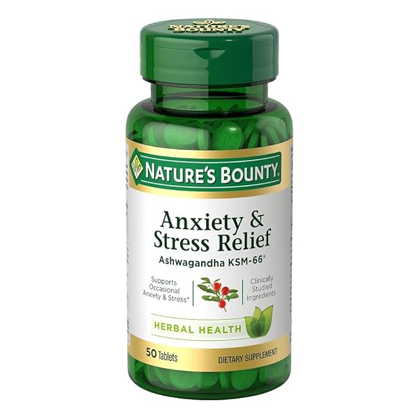 NATURE’S BOUNTY STRESS RELIEF ASHWAGANDHA KSM 66 TABLETS, MOOD SUPPORT, 50 COUNT