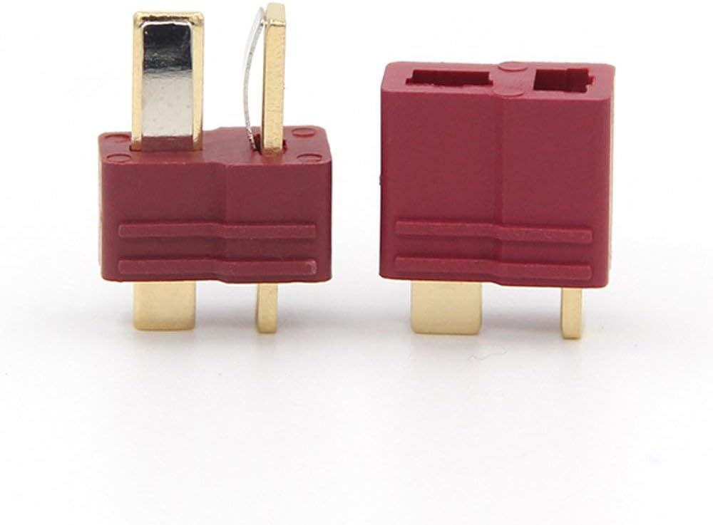 Amass 10 works Deans T-Plug Connectors Male and Female with 20pairs Shrink Tubing For RC LiPo Battery, Red, Small - Image 4