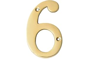 A10SHOP Motif 4-Inch Solid Brass Lacquered Polished Mailbox Numbers House Numbers For Outside, Address Plaques for House Numbers, Outdoor Decor (Number 6)