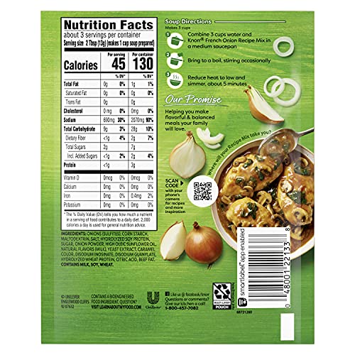 KNORR SOUP MIX AND RECIPE MIX FRENCH ONION FOR SOUPS, SAUCES AND SIMPLE MEALS NO ARTIFICIAL FLAVORS 1.4 OZ
