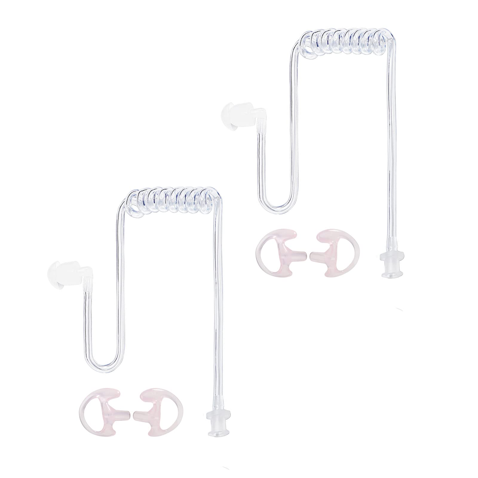 HYSHIKRA Replacment Covert Acoustic Air Coil Audio Tube with Earbuds Ear Molds Compatible for Motorola Baofeng Kenwood Walkie Talkie Transparent Air Tube Earpiece Headset, 2 Pack (Pink, Medium)