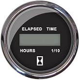 Faria 13715 Chesapeake Stainless Steel Digital Hourmeter (12-32 VDC) - 2", Black