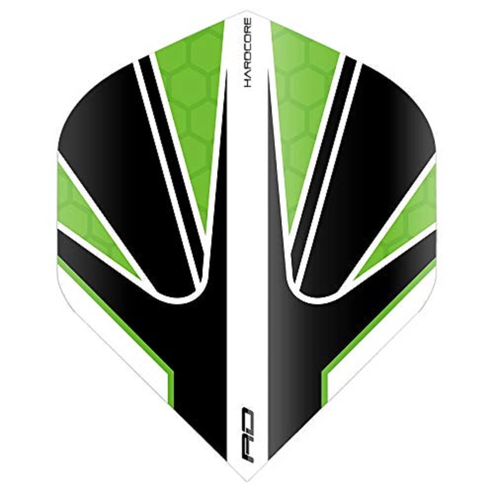 RED DRAGON Hardcore Radical Black & Green Dart Flights - 4 sets Per Pack (12 Dart Flights in total)