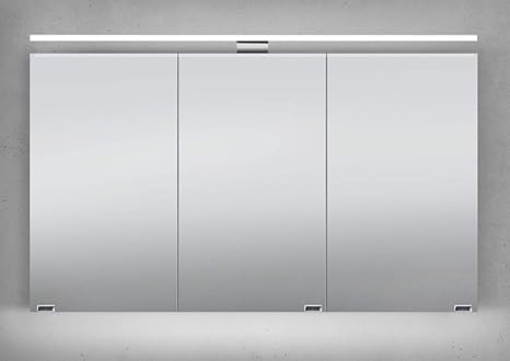 Armadietto Da Bagno Con Specchio ARIA 120cm - Illuminazione LED, Presa Integrata, Bianco/Grigio - Foto 9