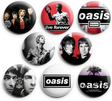 OASIS Pinback Buttons Badge (Set of 8) 1.25" Rock Band ,New
