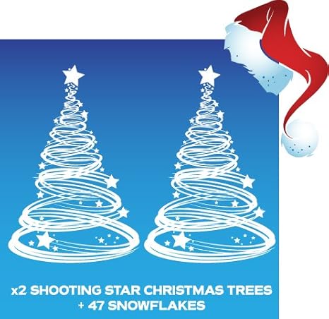 Stella Cometa Per Albero Di Natale.Aurum92 Decorazione Natalizia Da Attaccare Alla Finestra Motivo Stella Cometa E Albero Di Natale Con 47 Fiocchi Di Neve Confezione Da 2 Amazon It Casa E Cucina