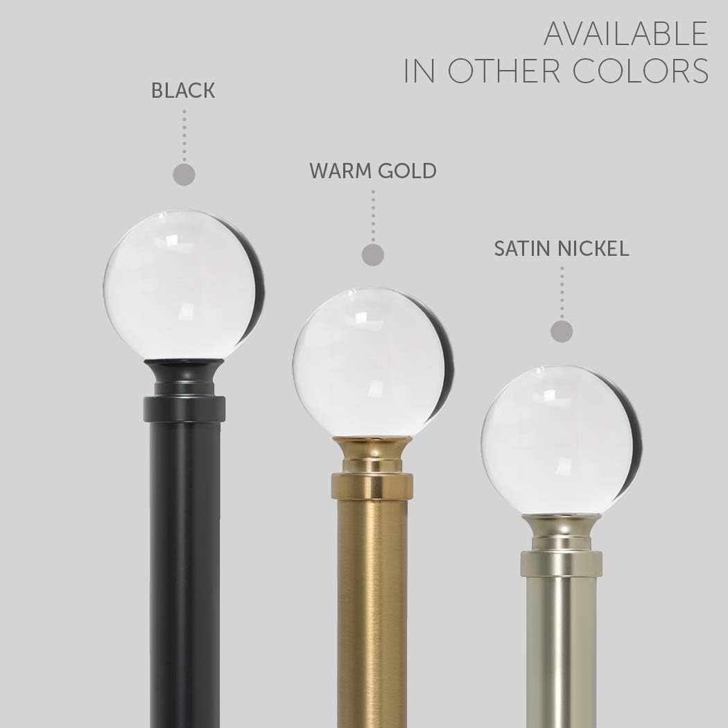 Ivilon Drapery Treatment Window Curtain Rod - Acrylic Ball 1 inch Pole. 48 to 86 Inch. Satin Nickel: Home & Kitchen