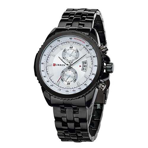 Curren 8082 Hombres Moda Casual Vestido Reloj Fecha exhibición de Acero Inoxidable Relojes Negocios