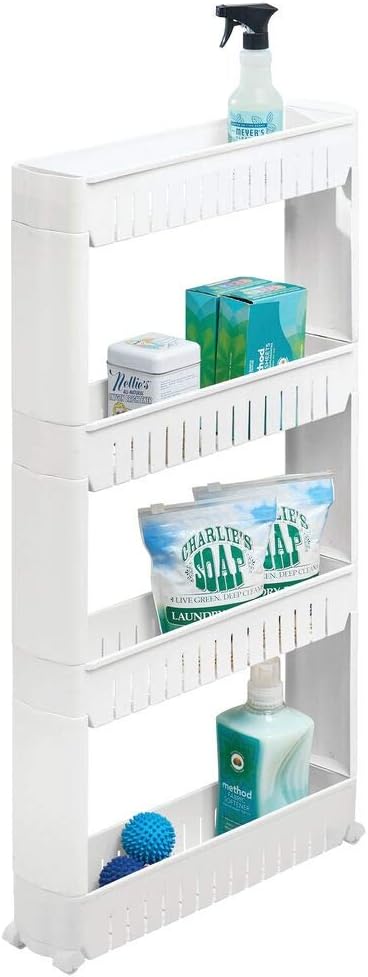 mDesign Mueble auxiliar para lavadero – Compacta estantería con ruedas