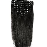 Standard Weft 24 Inch 120g Jet Black Clip in 100% Real Remy Human Hair Extensions 8 Pieces 18 Clips